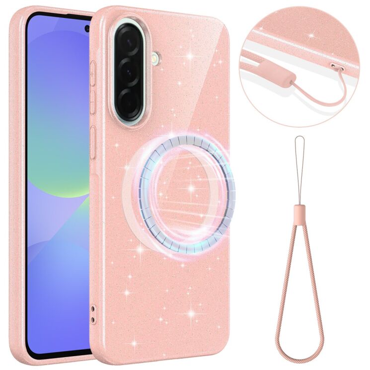 Захисний чохол Deexe Glitter Case with MagSafe для Samsung Galaxy A37 (A376) / A36 (A366) / A56 (A566) - Pink: фото 1 з 7