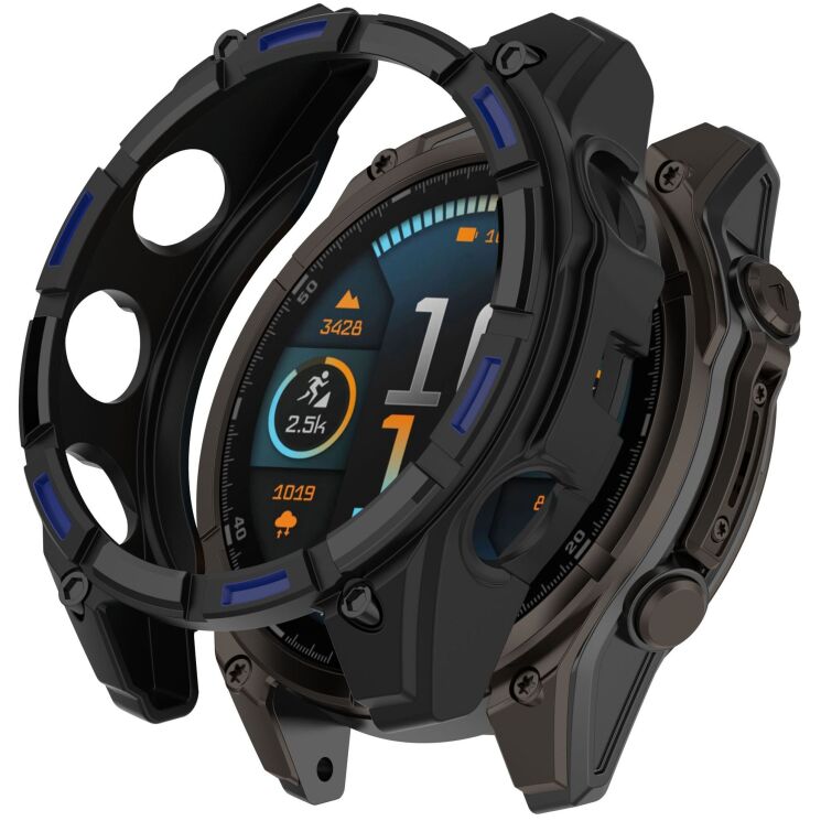 Защитный чехол Deexe Hollow Cover для Garmin Tactix 8 (47mm) - Black / Blue: фото 1 из 7