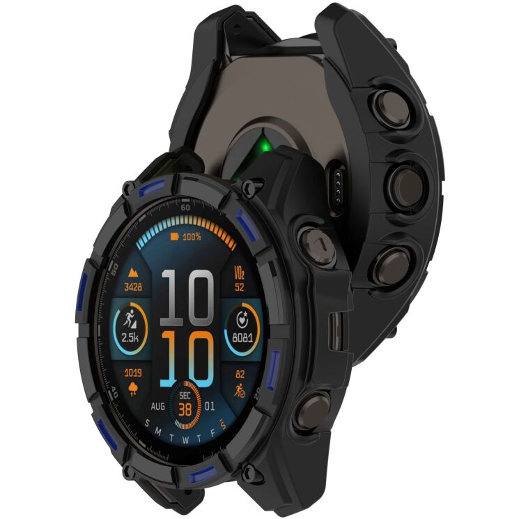 Защитный чехол Deexe Hollow Cover для Garmin Tactix 8 (47mm) - Black / Blue: фото 6 из 7