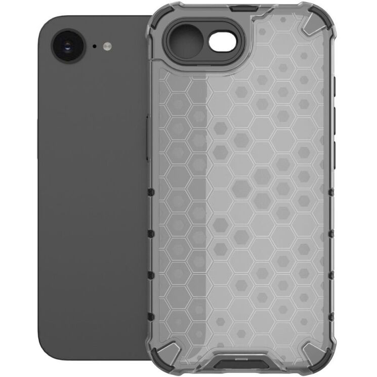 Защитный чехол Deexe Honeycomb Series для iPhone 17e / 16e - Black: фото 2 из 7