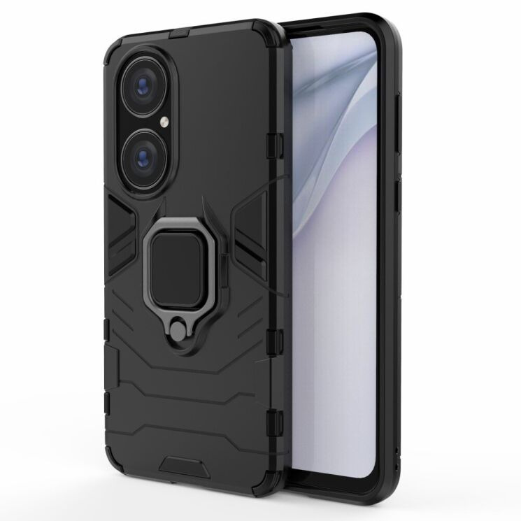 Чехол с подставкой Deexe Hybrid Case для Huawei P50 - Black: фото 2 из 9