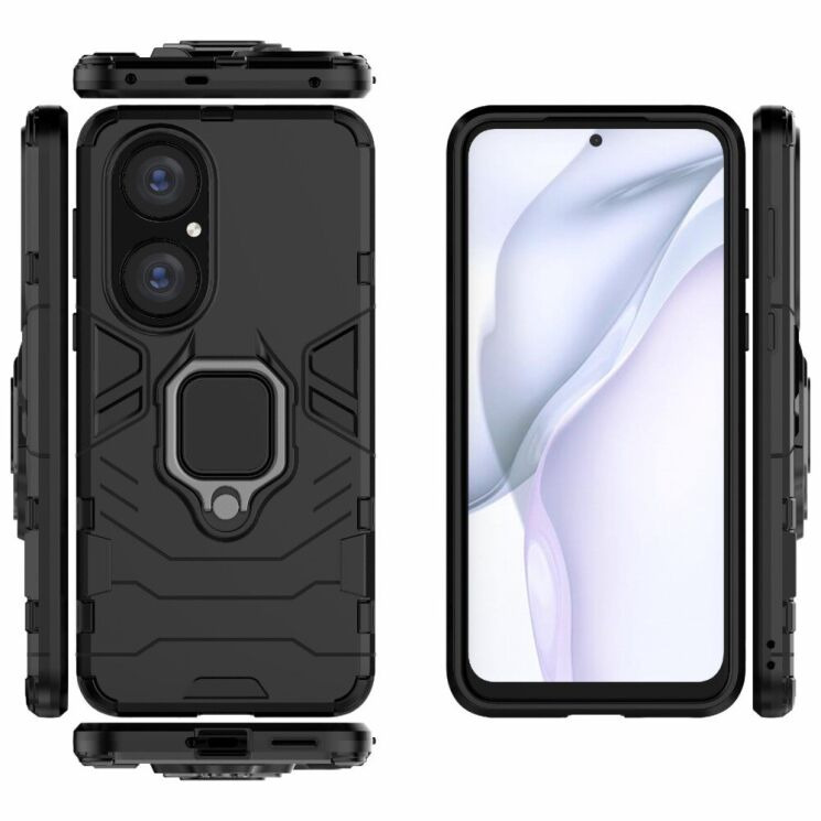 Чехол с подставкой Deexe Hybrid Case для Huawei P50 - Black: фото 6 из 9