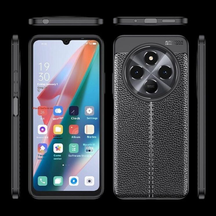 Защитный чехол Deexe Leather Cover для Xiaomi Redmi 14C / Redmi A4 5G / Poco C75 - Black: фото 2 из 6
