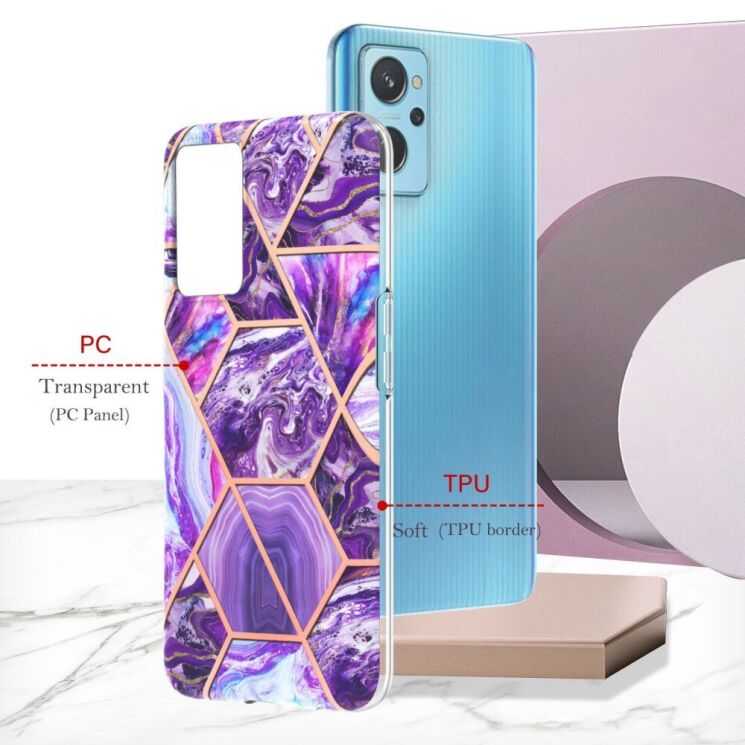 Защитный чехол Deexe Marble Pattern для Realme 9i / Oppo A76 / Oppo A96 - Blue: фото 2 из 7