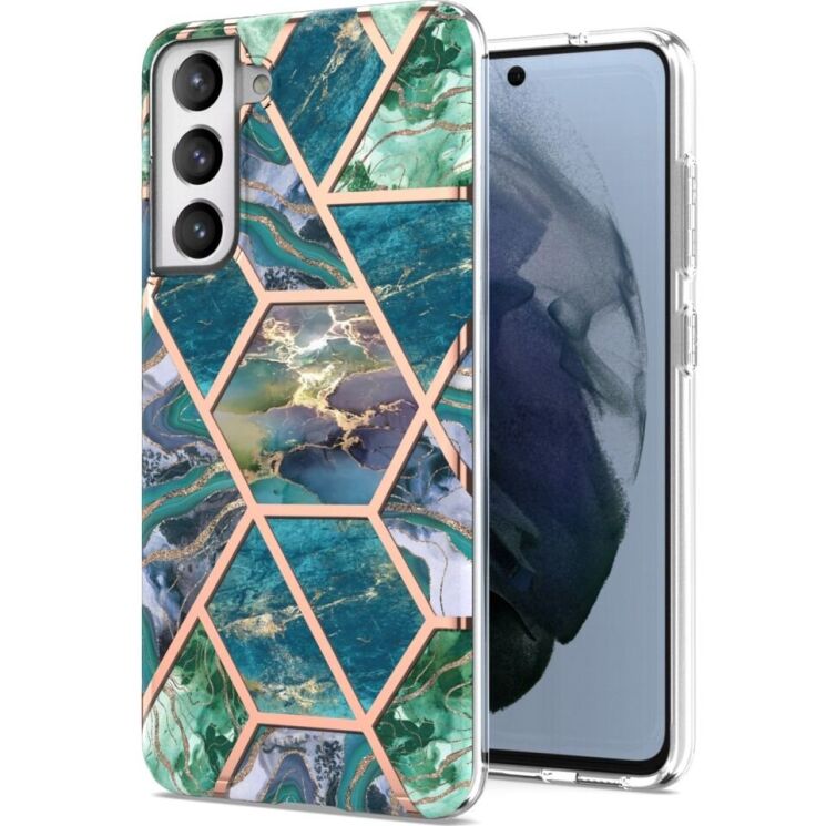 Защитный чехол Deexe Marble Pattern для Samsung Galaxy S21 FE (G990) - Blue / Green: фото 1 из 4