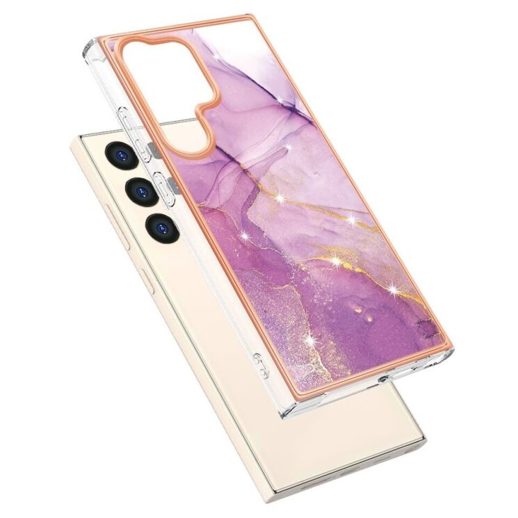 Защитный чехол Deexe Marble Style для Samsung Galaxy S24 Ultra - Light Purple: фото 2 из 6