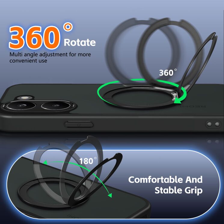 Захисний чохол Deexe Matte Skin Kickstand with MagSafe для Xiaomi Poco X8 Pro - Transparent / Black: фото 3 з 8