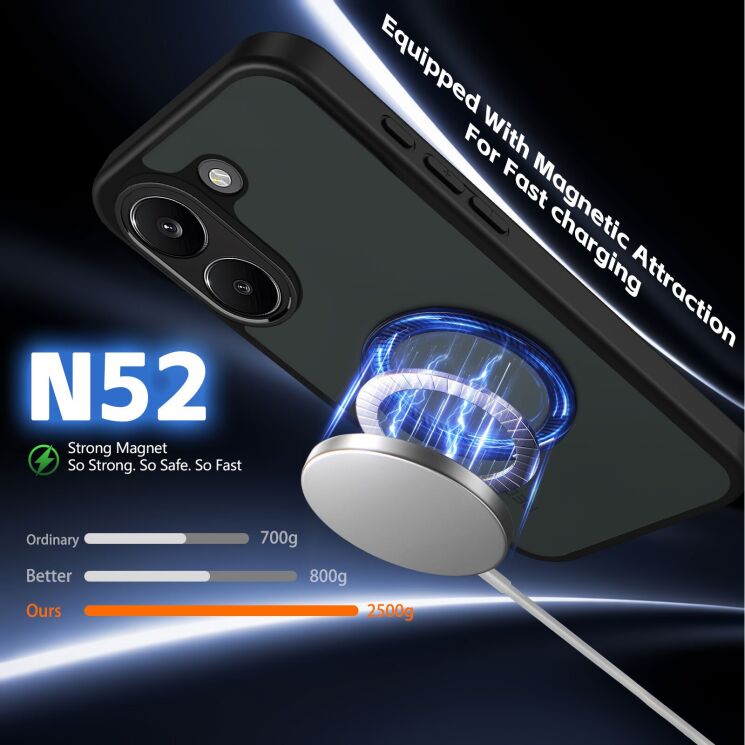Захисний чохол Deexe Matte Skin Kickstand with MagSafe для Xiaomi Poco X8 Pro - Transparent / Black: фото 4 з 8