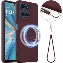 Захисний чохол Deexe Silicone Case with MagSafe для Motorola Moto G15 / G15 Power / G17 Power - Wine Red: фото 1 з 9