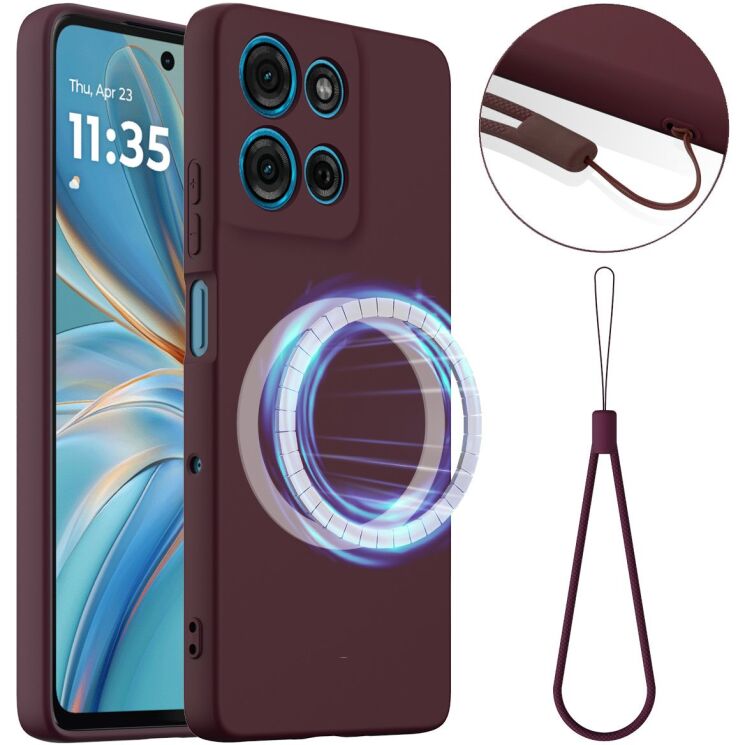 Захисний чохол Deexe Silicone Case with MagSafe для Motorola Moto G15 / G15 Power / G17 Power - Wine Red: фото 1 з 9