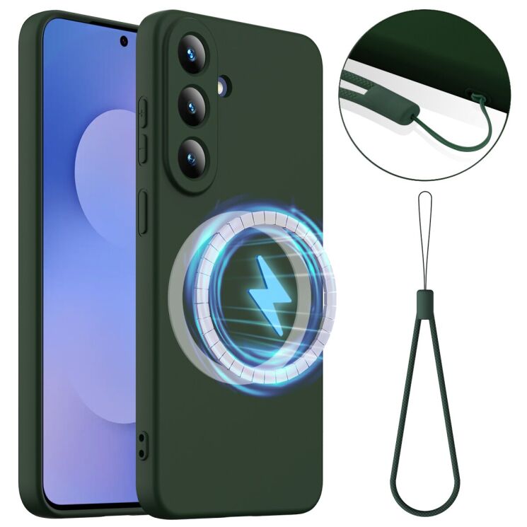 Защитный чехол Deexe Silicone Case with MagSafe для Samsung Galaxy S26 FE - Dark Green: фото 1 из 9