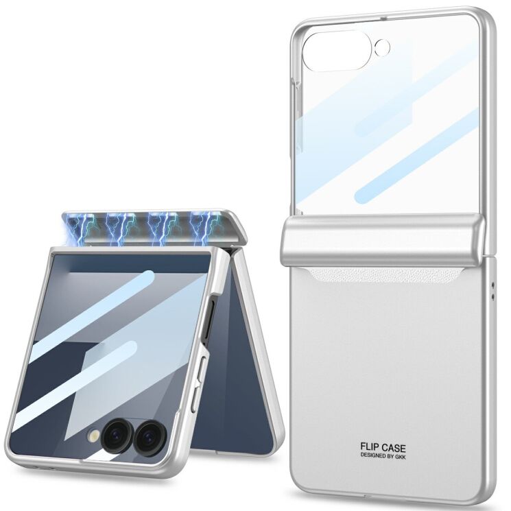 Защитный чехол GKK Magnetic Fold для Samsung Galaxy Flip 7 - Silver: фото 1 из 8