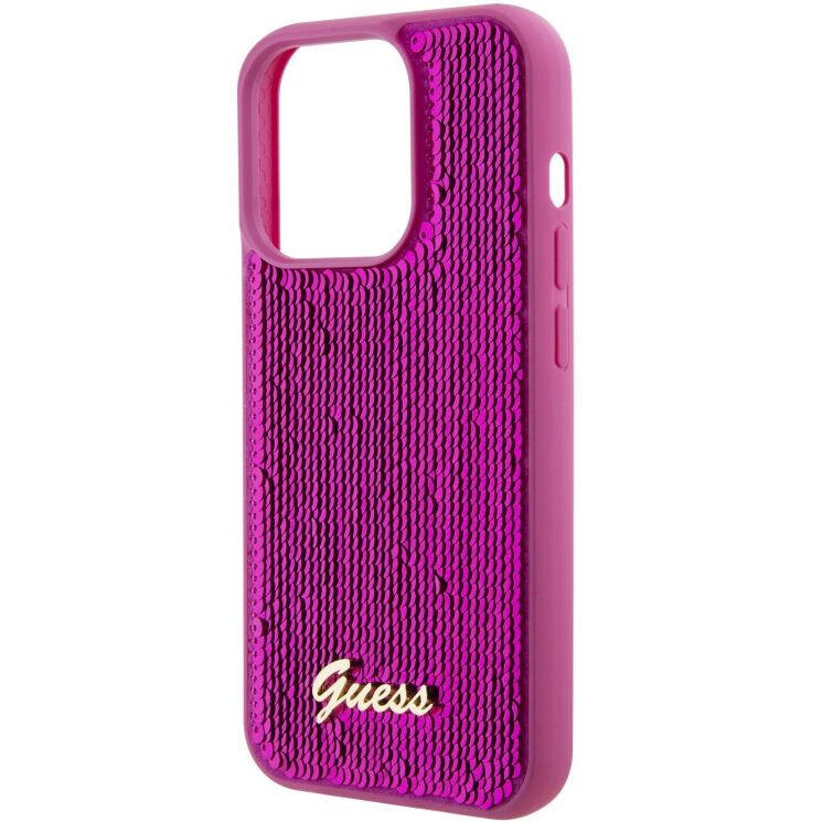 Защитный чехол Guess Sequin Script Metal для Apple iPhone 15 Pro (GUHCP15LPSFDGSF) - Magenta: фото 6 из 8