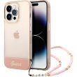 Защитный чехол Guess Translucent Pearl Strap для Apple iPhone 14 Pro Max (GUHCP14XHGCOHP) - Pink (306855P)