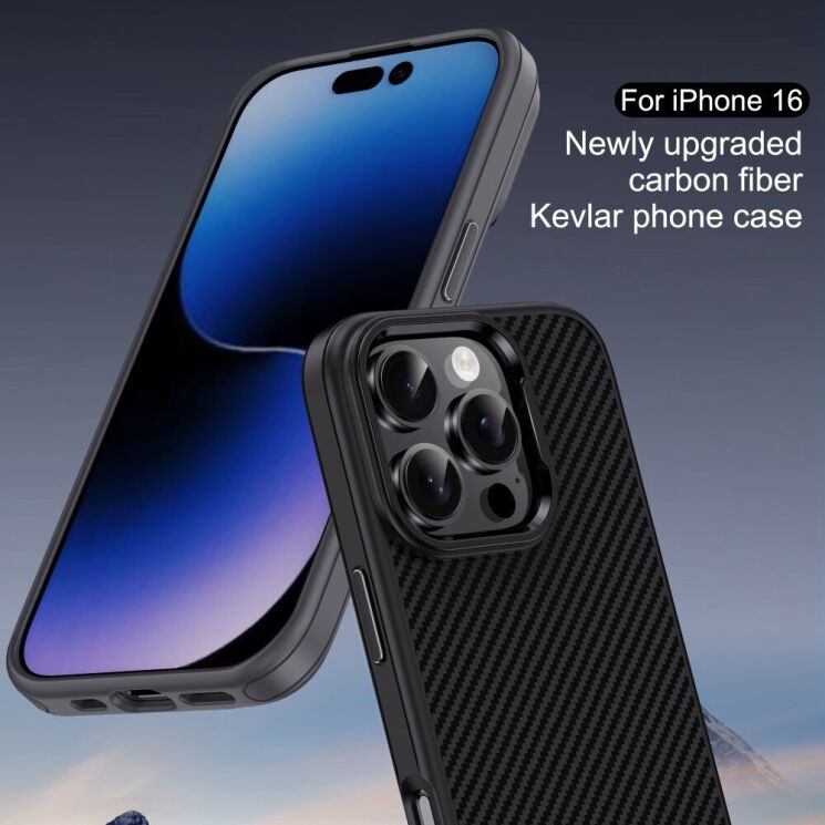 Захисний чохол IPAKY Carbon Fiber для Apple iPhone 16 - Grey: фото 4 з 10