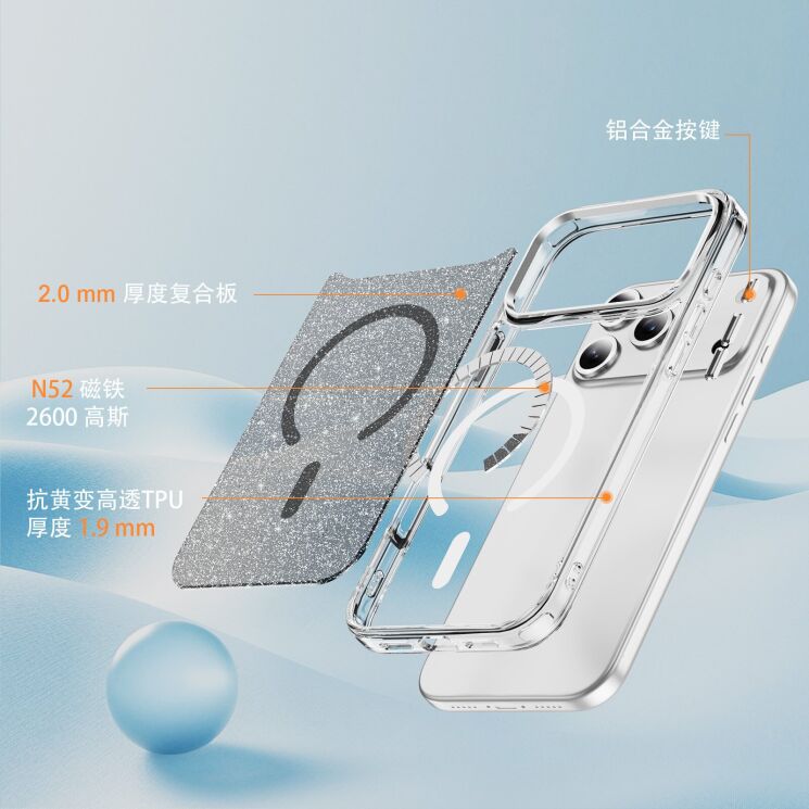 Захисний чохол Reframe Glitter Magnetic Case для Apple iPhone 17 Pro Max - Pink: фото 7 з 9