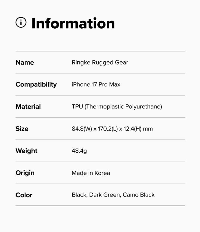 Захисний чохол Ringke Rugged Gear для iPhone 17 Pro Max (8800328810532) - Black: фото 12 з 12