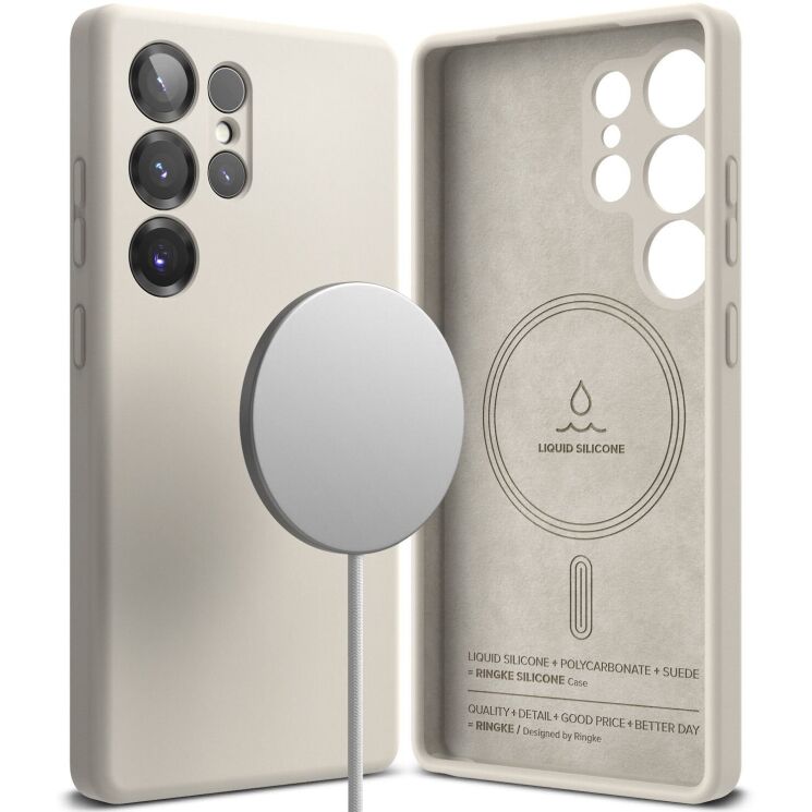 Защитный чехол Ringke Silicone Magnetic для Samsung Galaxy S25 Ultra (S938) 8800274969315 - Stone: фото 1 из 14