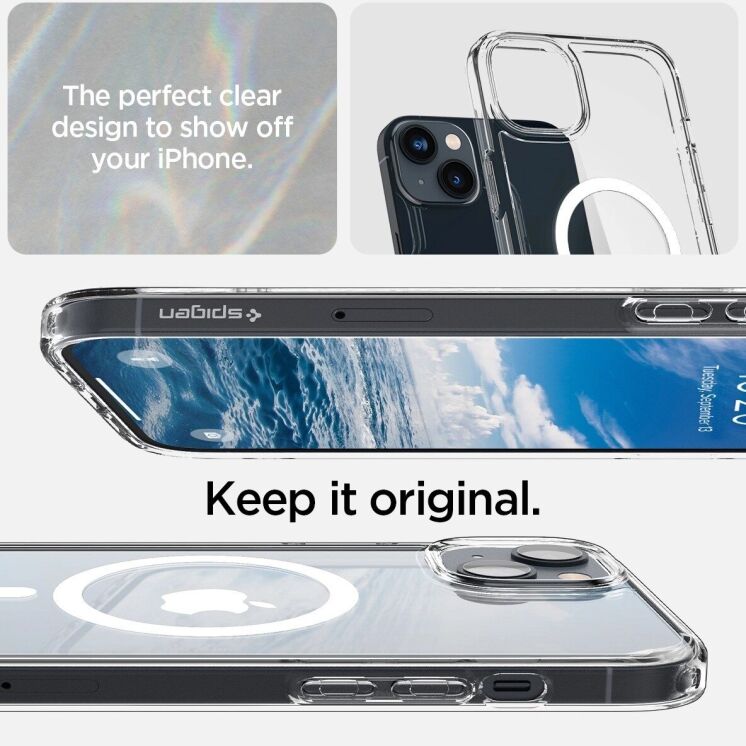 Защитный чехол Spigen (SGP) Crystal Hybrid (MagFit) для Apple iPhone 14 (ACS04682) - Clear: фото 10 из 12