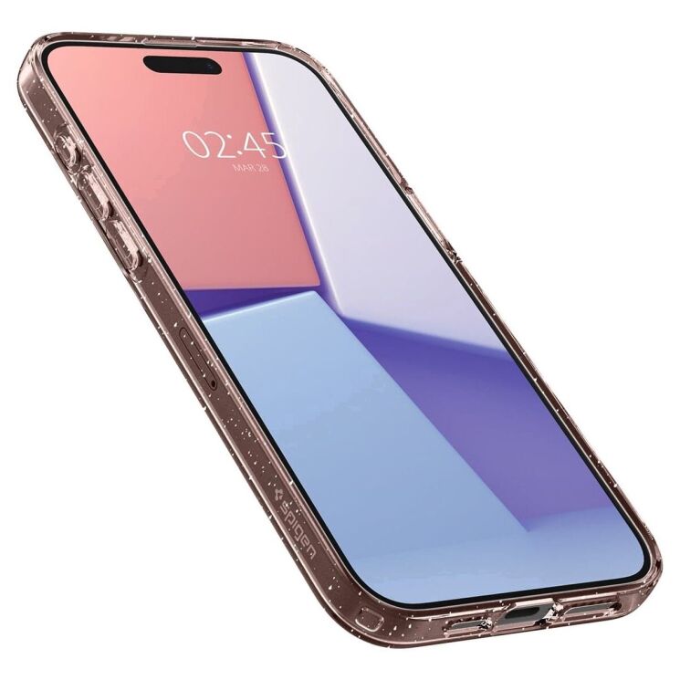 Защитный чехол Spigen (SGP) Liquid Crystal Glitter для Apple iPhone 15 Pro Max - Rose Quartz: фото 9 из 17