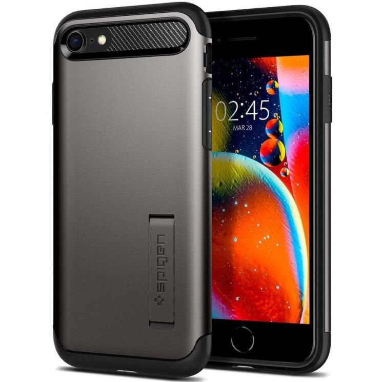 Защитный чехол Spigen (SGP) Slim Armor для Apple iPhone 7 / iPhone 8 / iPhone SE 2 / 3 (2020 / 2022) - Gunmetal: фото 1 из 4