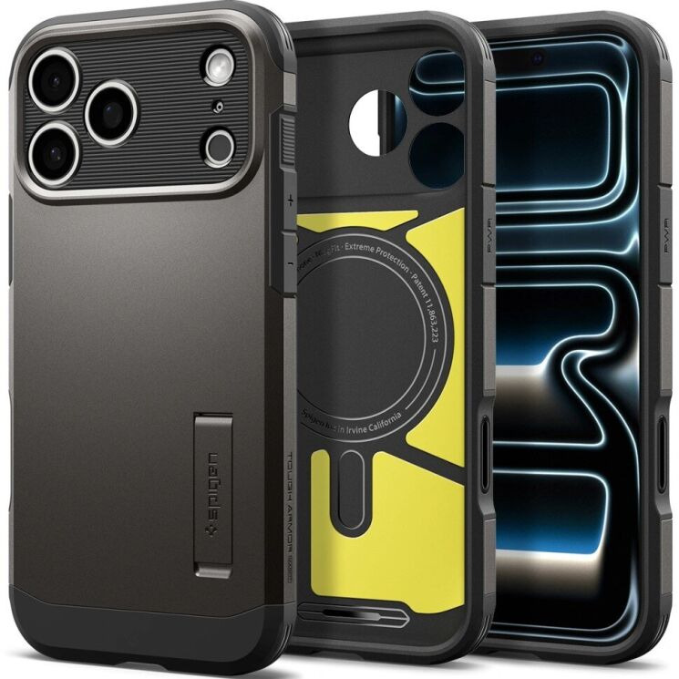 Защитный чехол Spigen Tough Armor T (MagFit) для iPhone 18 Pro Max (ACS12137) - Gunmetal: фото 3 из 15