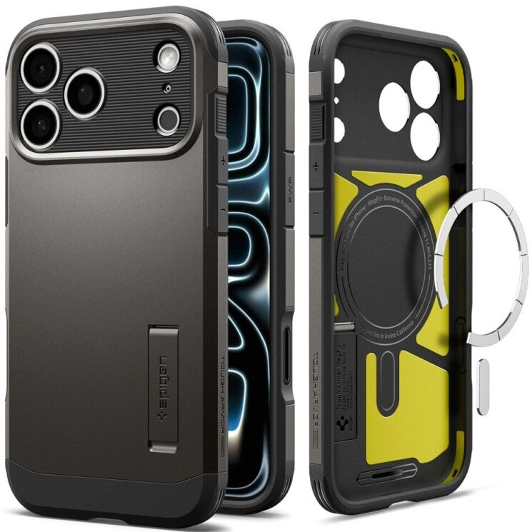 Защитный чехол Spigen Tough Armor T (MagFit) для iPhone 18 Pro Max (ACS12137) - Gunmetal: фото 2 из 15