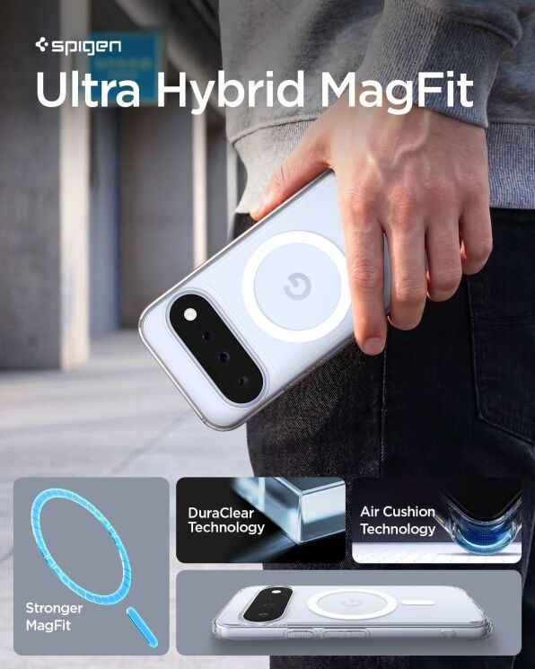 Защитный чехол Spigen Ultra Hybrid MagSafe Compatible для Google Pixel 11 (ACS11441) - Clear / White: фото 7 из 12