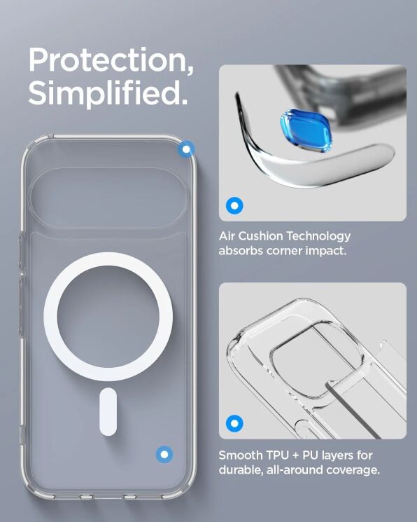Защитный чехол Spigen Ultra Hybrid MagSafe Compatible для Google Pixel 11 (ACS11441) - Clear / White: фото 10 из 12