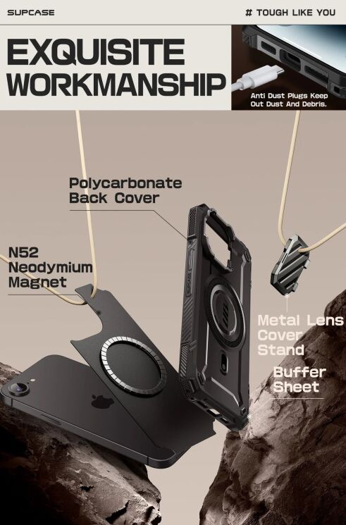 Захисний чохол Supcase Unicorn Beetle MAG XT MagSafe для Apple iPhone 16e (843439157057) - Black: фото 10 з 10
