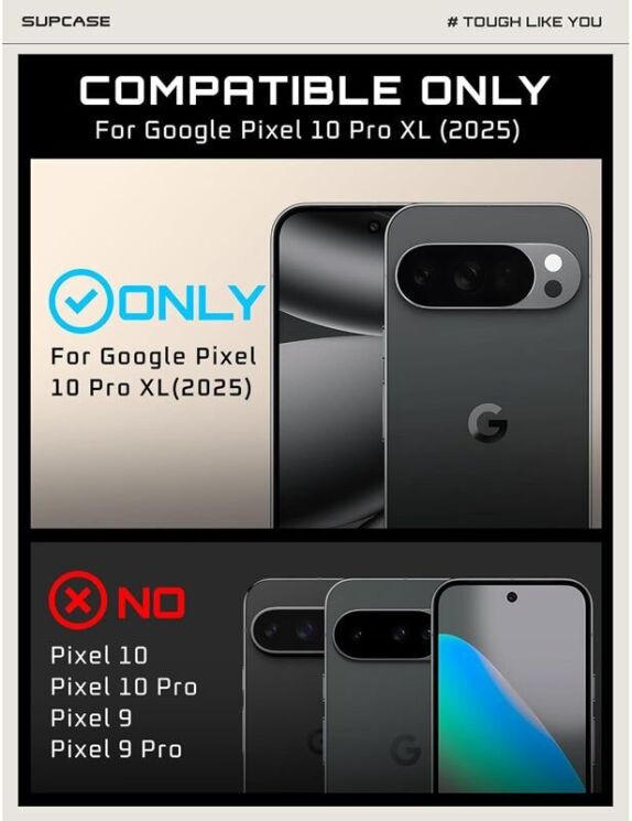 Защитный чехол Supcase Unicorn Beetle Pro для Google Pixel 10 Pro XL (843439158573) - Black: фото 5 из 11