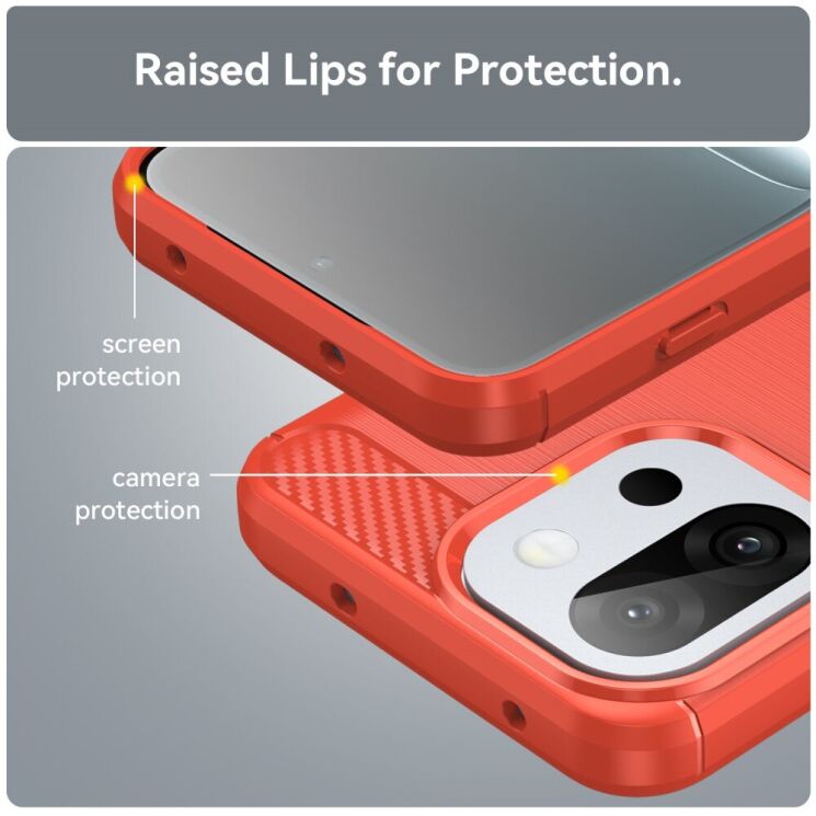Защитный чехол UniCase Carbon для OnePlus 13T - Red: фото 6 из 12