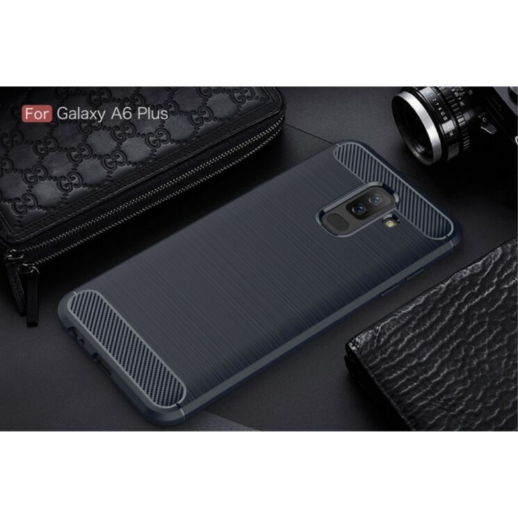 Защитный чехол UniCase Carbon для Samsung Galaxy A6+ 2018 (A605) - Dark Blue: фото 2 из 11