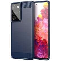 Защитный чехол UniCase Carbon для Samsung Galaxy S21 Ultra (G998) - Blue: фото 1 из 8