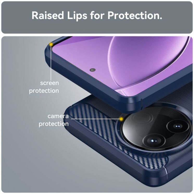 Защитный чехол UniCase Carbon для Xiaomi Poco F7 Pro - Black: фото 7 из 8