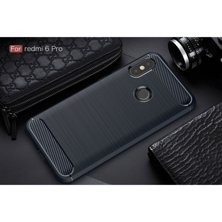 Защитный чехол UniCase Carbon для Xiaomi Redmi 6 Pro / Mi A2 Lite - Dark Blue: фото 2 из 10