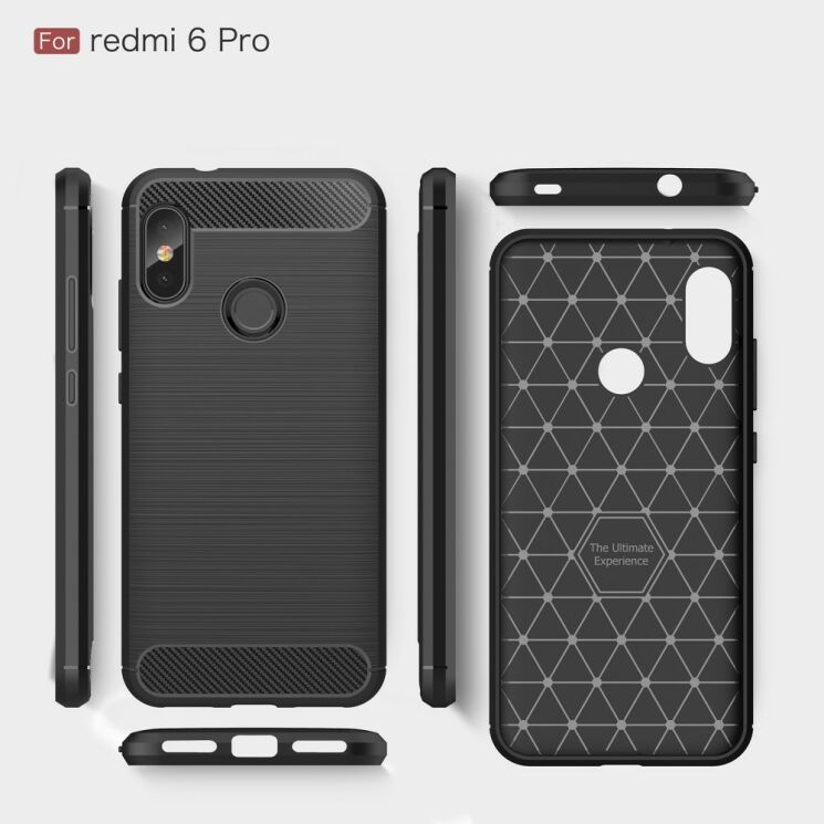 Защитный чехол UniCase Carbon для Xiaomi Redmi 6 Pro / Mi A2 Lite - Red: фото 4 из 10