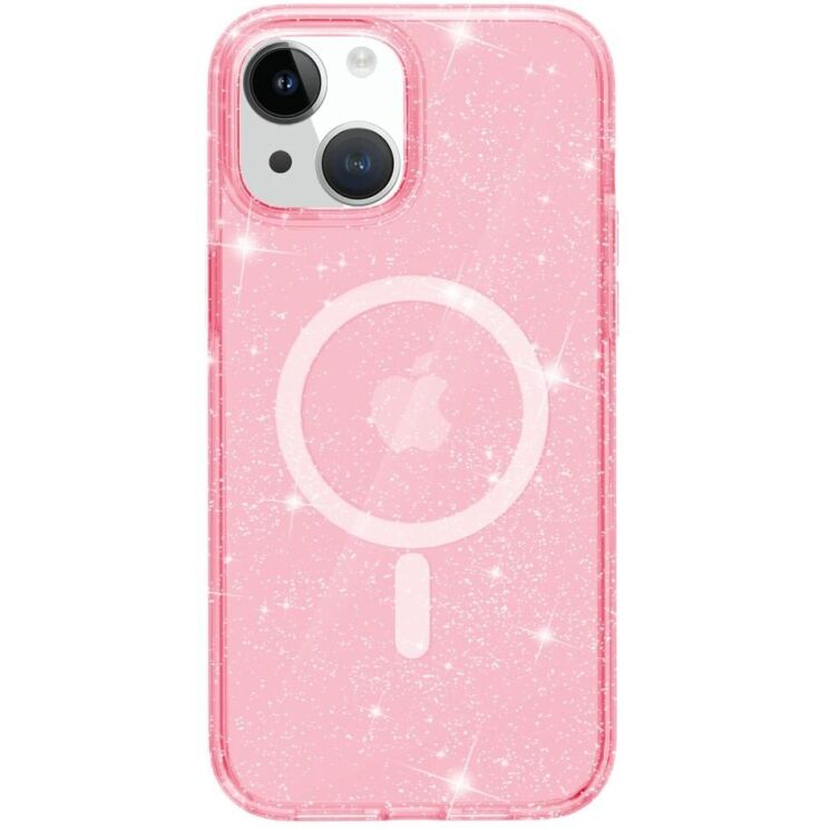 Защитный чехол UniCase Glitter Series MagSafe для Apple iPhone 15 - Pink: фото 3 из 6