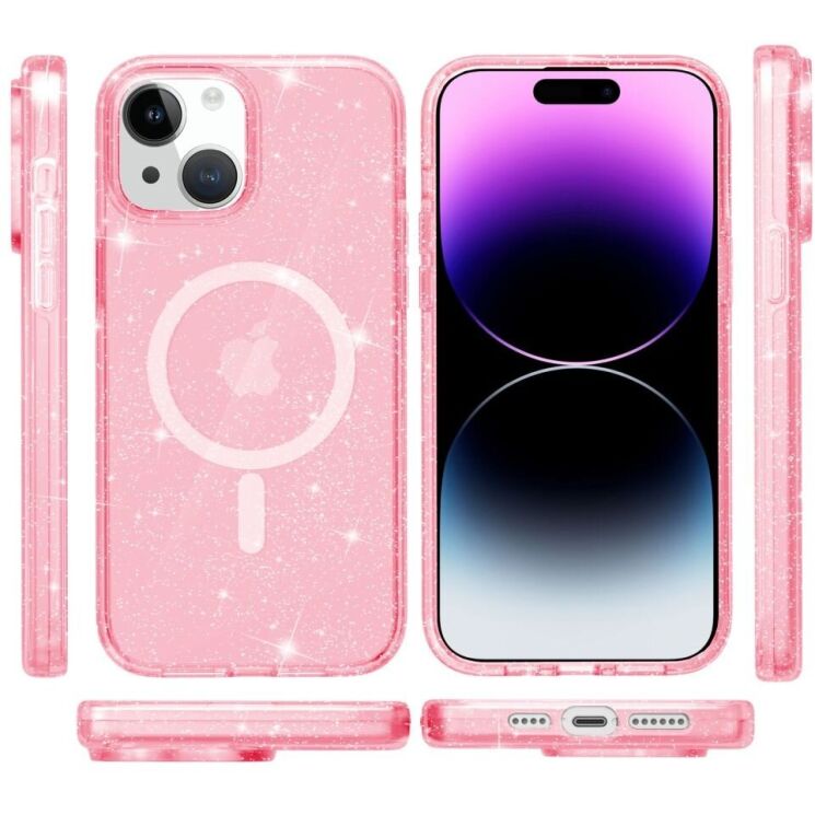 Защитный чехол UniCase Glitter Series MagSafe для Apple iPhone 15 - Pink: фото 6 из 6