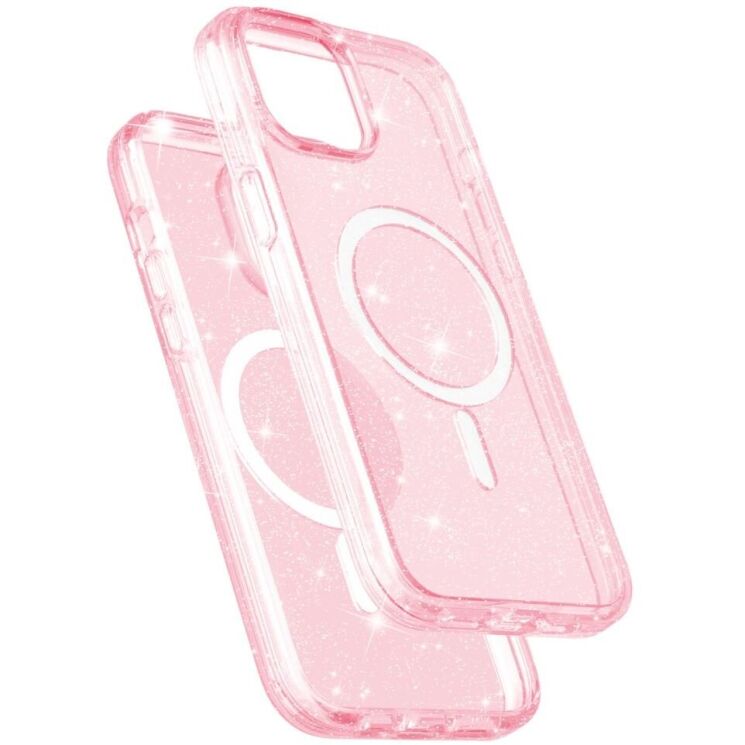 Защитный чехол UniCase Glitter Series MagSafe для Apple iPhone 15 - Pink: фото 4 из 6