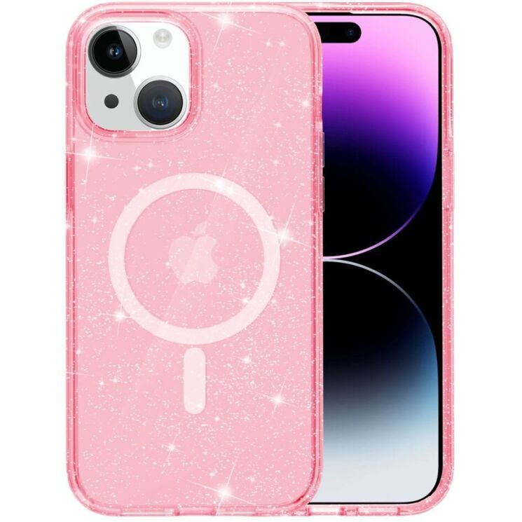 Защитный чехол UniCase Glitter Series MagSafe для Apple iPhone 15 - Pink: фото 1 из 6