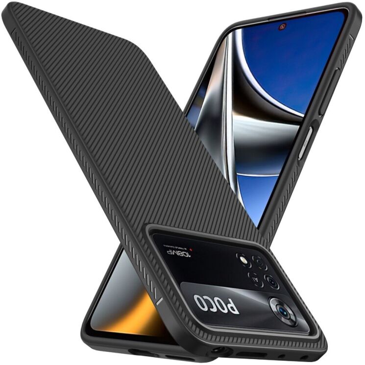 Защитный чехол UniCase Twill Soft для Xiaomi Poco X4 Pro - Black: фото 2 из 8