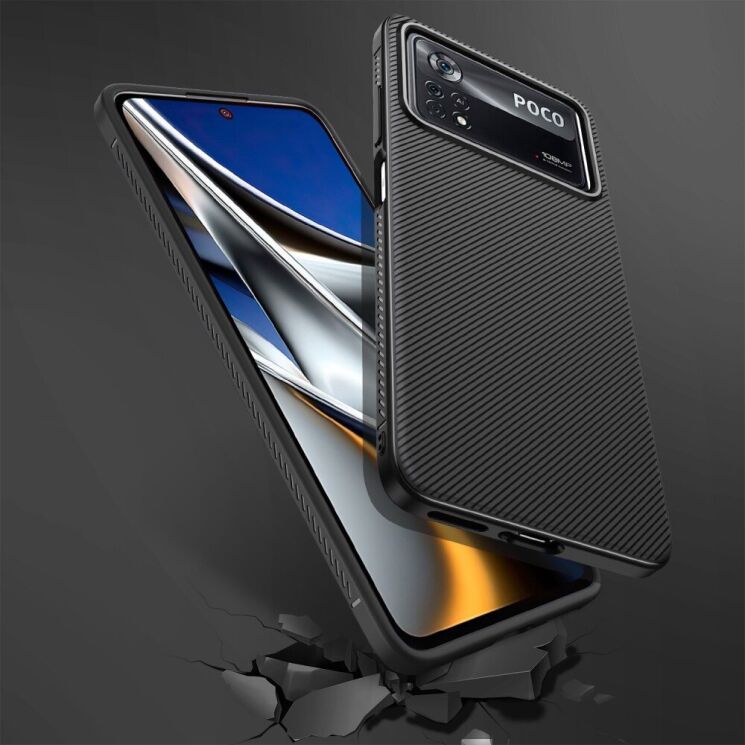 Защитный чехол UniCase Twill Soft для Xiaomi Poco X4 Pro - Black: фото 6 из 8