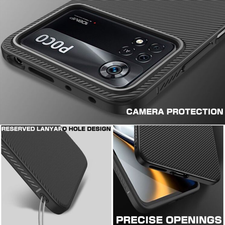 Защитный чехол UniCase Twill Soft для Xiaomi Poco X4 Pro - Black: фото 4 из 8