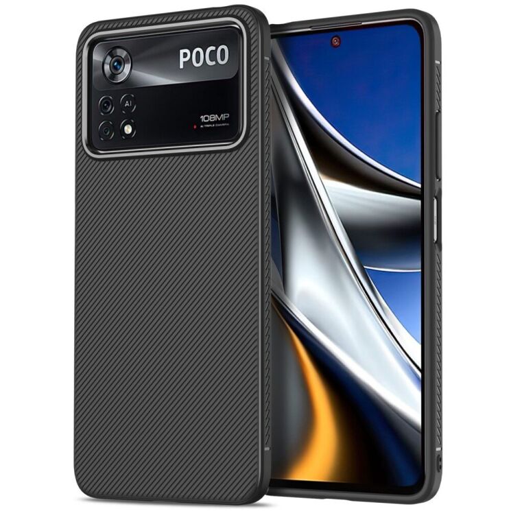 Защитный чехол UniCase Twill Soft для Xiaomi Poco X4 Pro - Black: фото 1 из 8