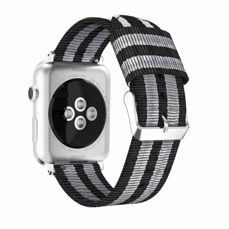 Ремешок UniCase Nylon для Apple Watch 42 (Series 10) / 41 / 40 / SE 40 / 38 - Black / Grey: фото 1 из 8