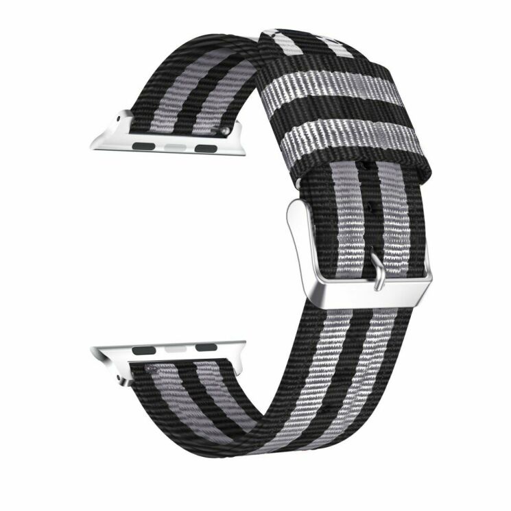Ремешок UniCase Nylon для Apple Watch 42 (Series 10) / 41 / 40 / SE 40 / 38 - Black / Grey: фото 2 из 8