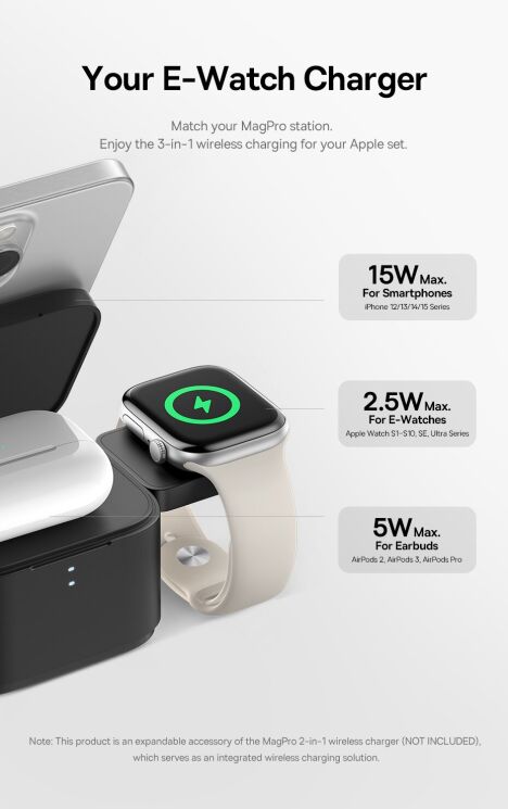 Беспроводное зарядное устройство Baseus MagPro (2.5W) для Apple Watch (P10264106123-00) - Black: фото 8 из 14