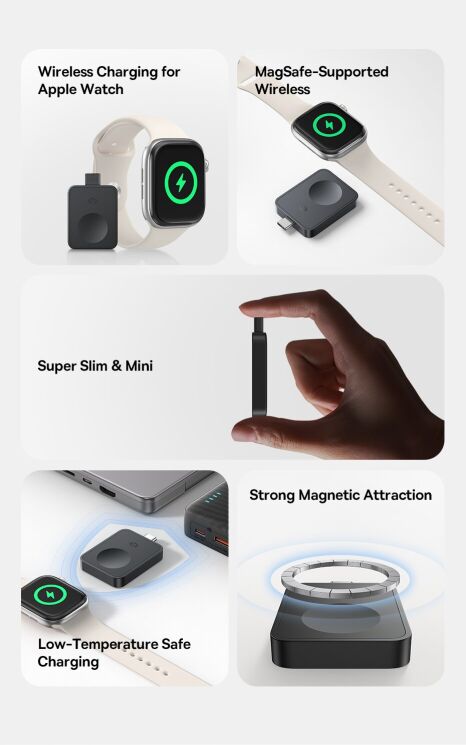 Беспроводное зарядное устройство Baseus MagPro (2.5W) для Apple Watch (P10264106123-00) - Black: фото 7 из 14