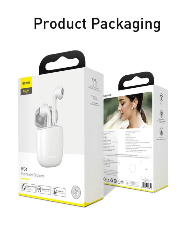 Бездротові навушники Baseus Encok True Wireless Earphones W04 (NGW04-02) - White: фото 23 з 24